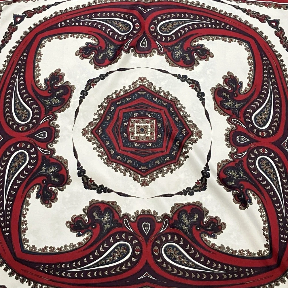 Richard Allan Pure Silk Scarf Made in England Red Paisley 26x26 Vintage‎